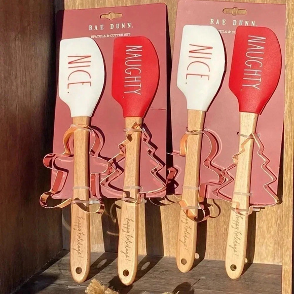 NEW 4 pc SET Rae Dunn COOKIE CUTTER & SPATULA SET Cute Spatulas + Cookie cutters - Picture 5 of 7